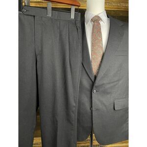 Hardy Amies 42R 36 x 30 2 Piece Gray Super 100s Wool 2 Button Suit Pleated Pants